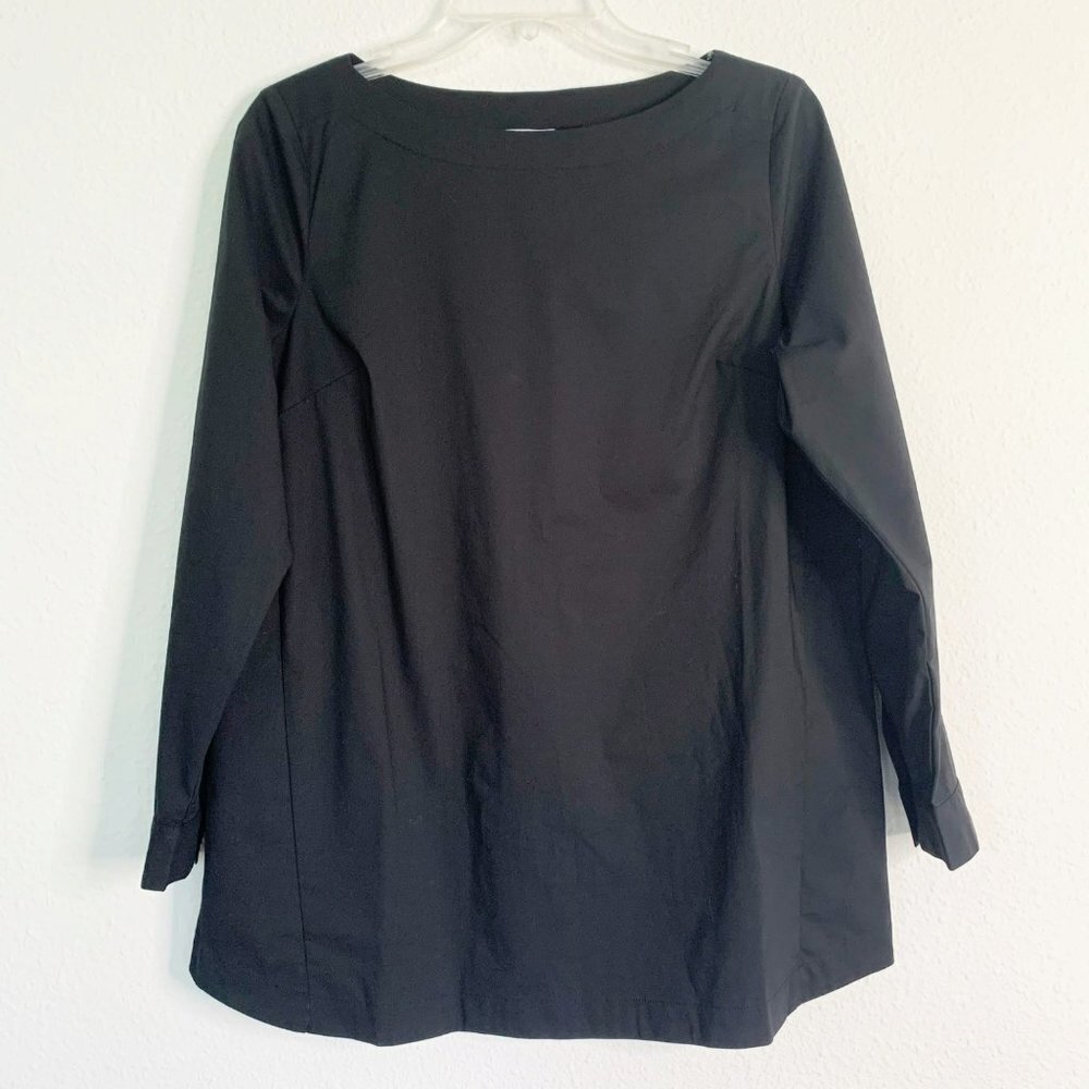 J. Jill Black Side Pockets Long Sleeve Blouse